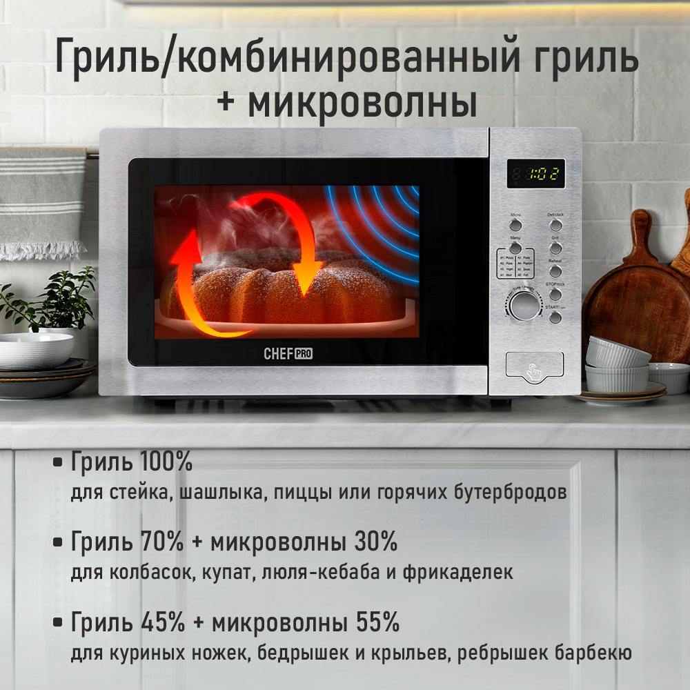 Микроволновая печь CHEF PRO черный/сталь - фото 4