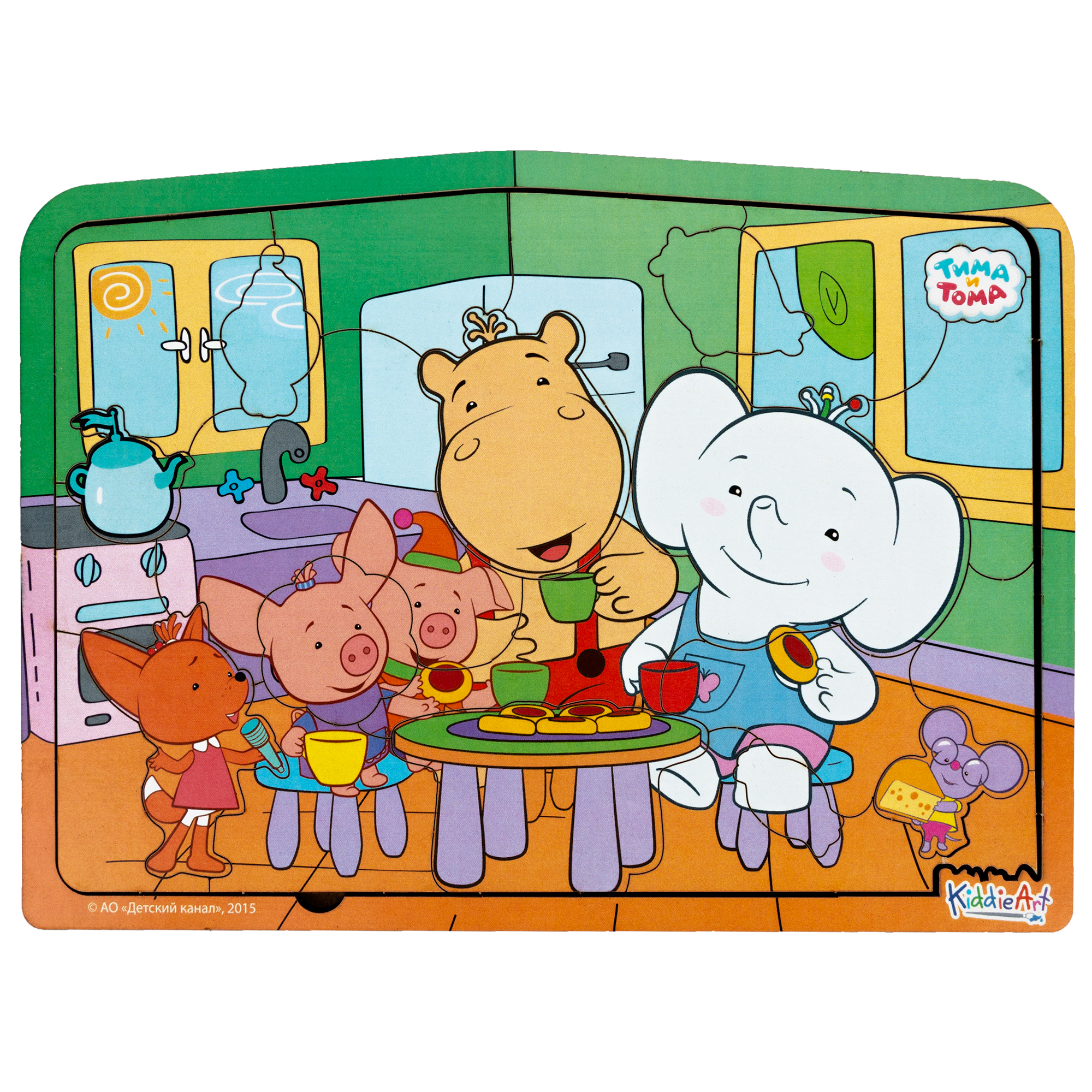 Пазл KiddieArt Чаепитие с друзьями 24 детали деревянный - фото 1