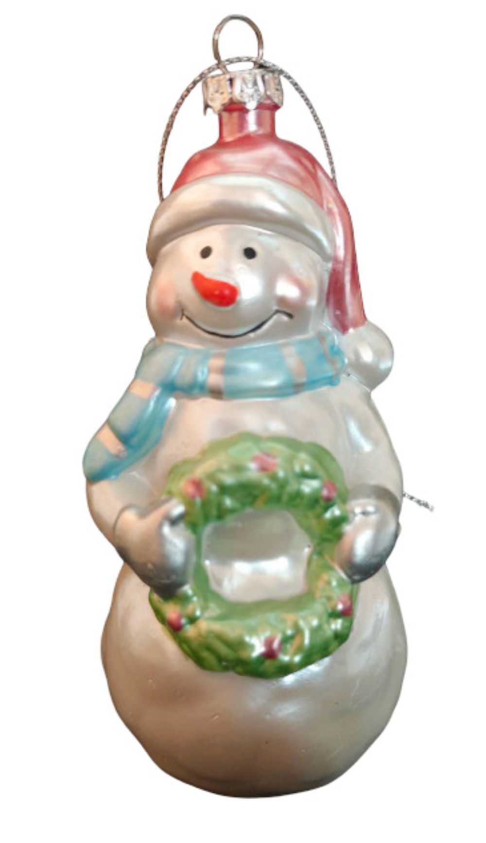 Ёлочное украшение Магия праздника Снеговик с голубым шарфом 13 см - фото 1