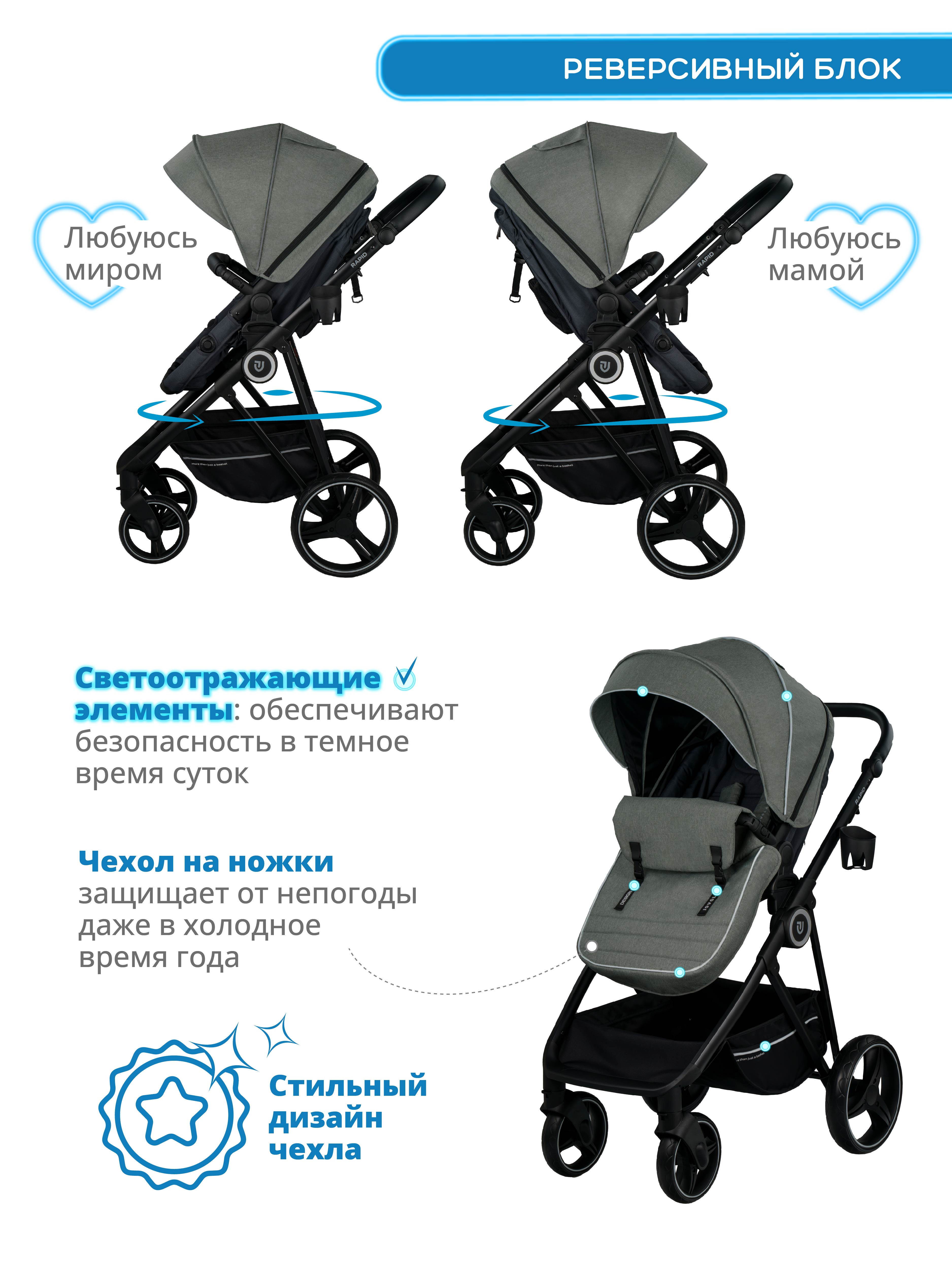 Коляска трансформер JOVOLA RAPID оливковый-темно серый - фото 5