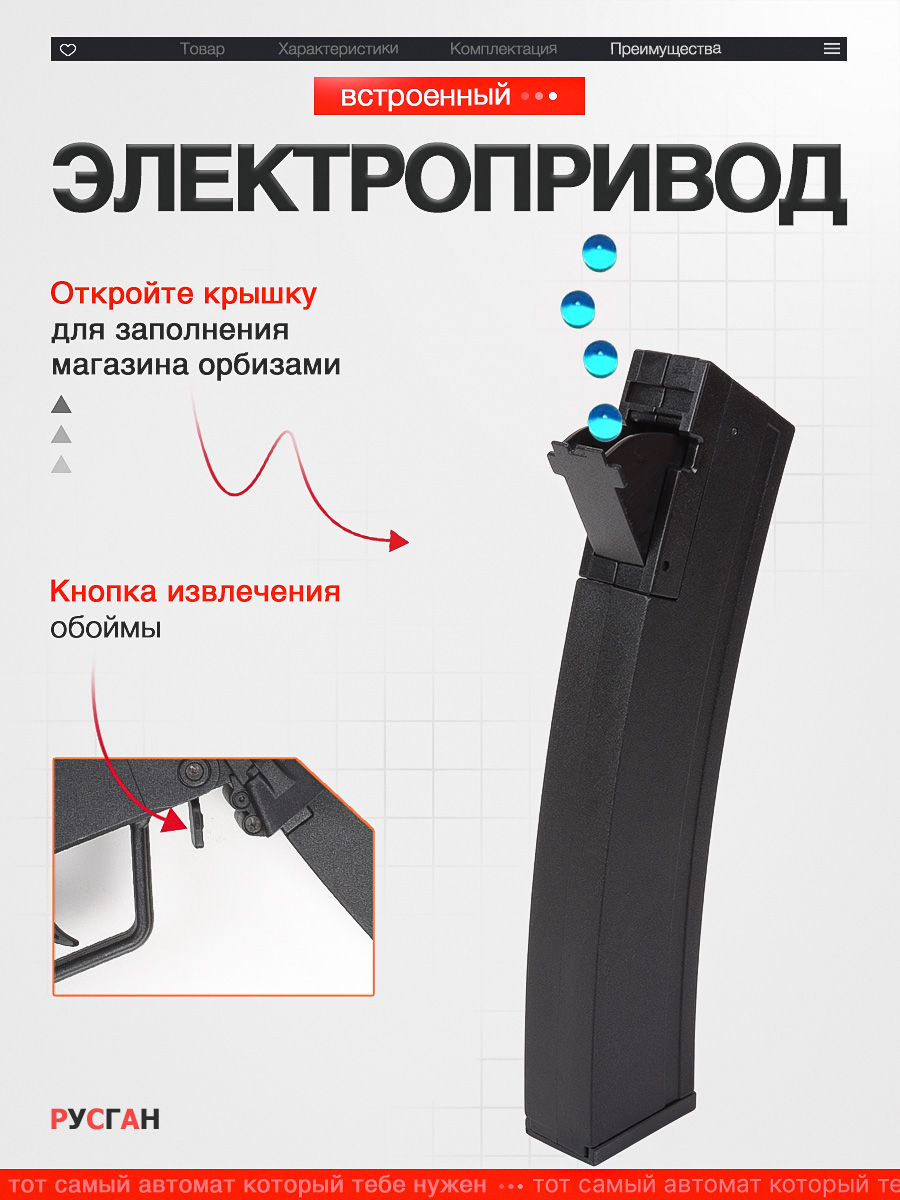 Автомат игрушечный RUSHGAN с орбизами MP5A3 - фото 8