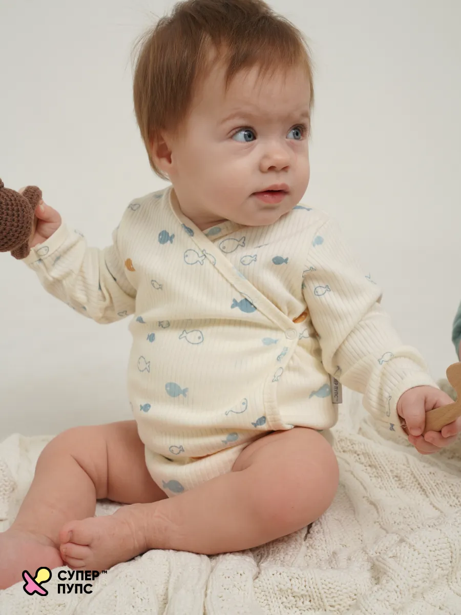 Боди 3 шт Супер Пупс нбр/3пр/бд/зап/голубыерыбки - фото 27