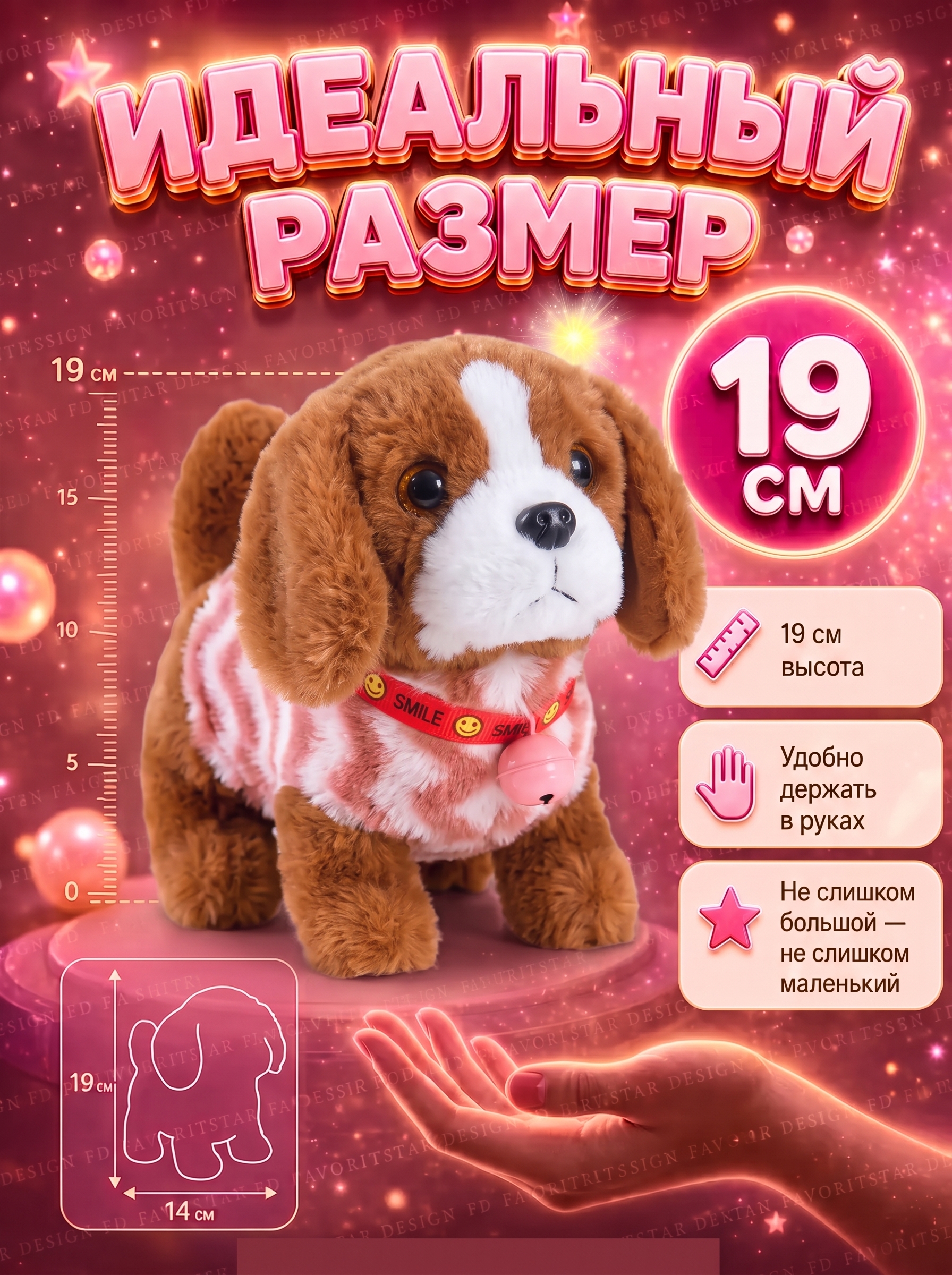 Мягкая игрушка FAVORITSTAR DESIGN Интерактивный щенок - фото 6