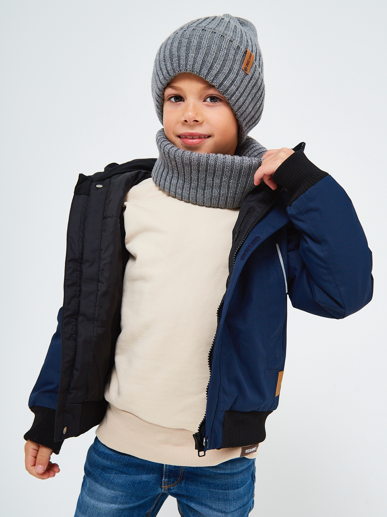 Шапка и снуд NYCkids NYC-H-104-GplainW-DgreyB - фото 10