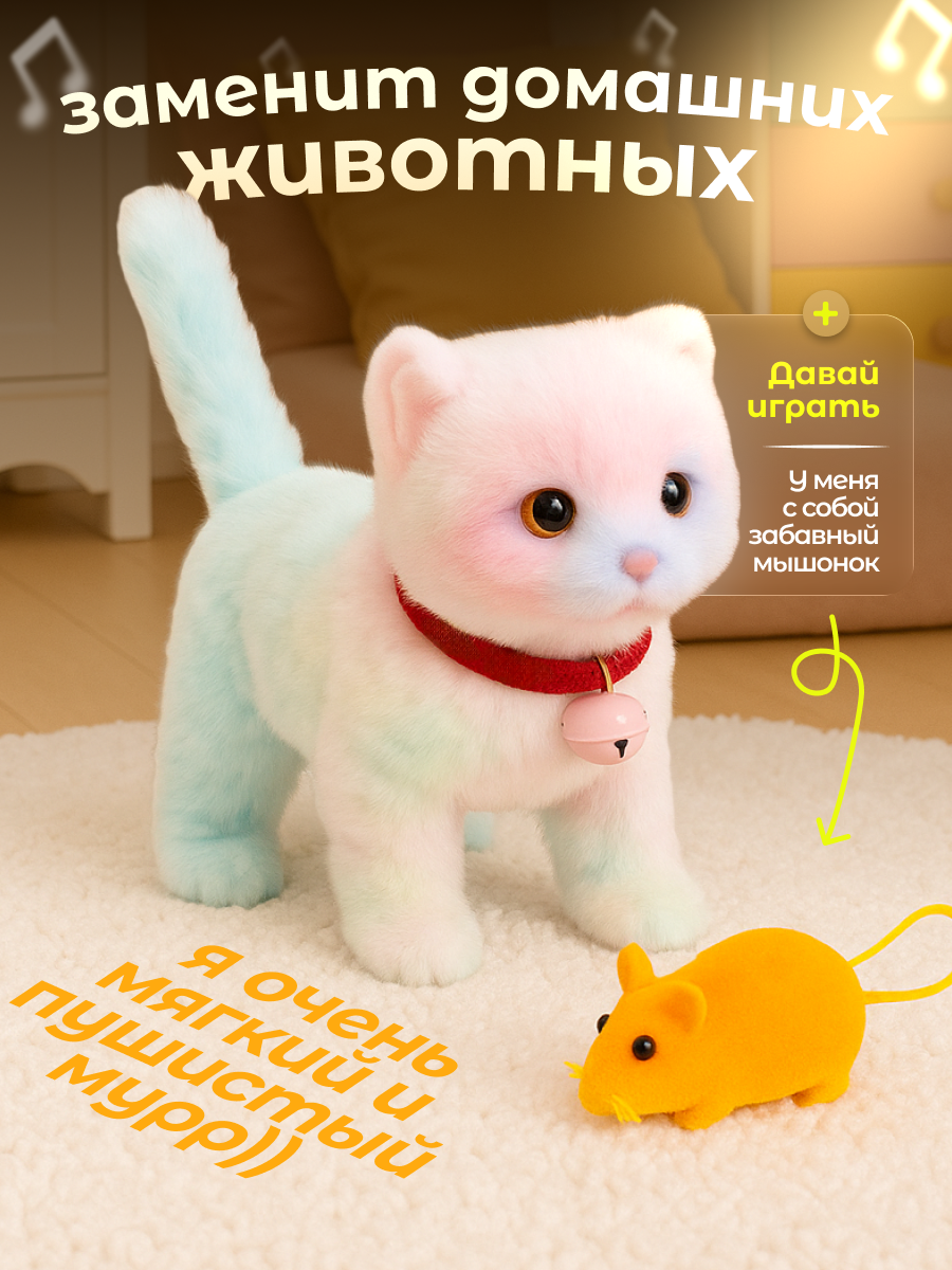 Мягкая игрушка FAVORITSTAR DESIGN котик 16 см - фото 4