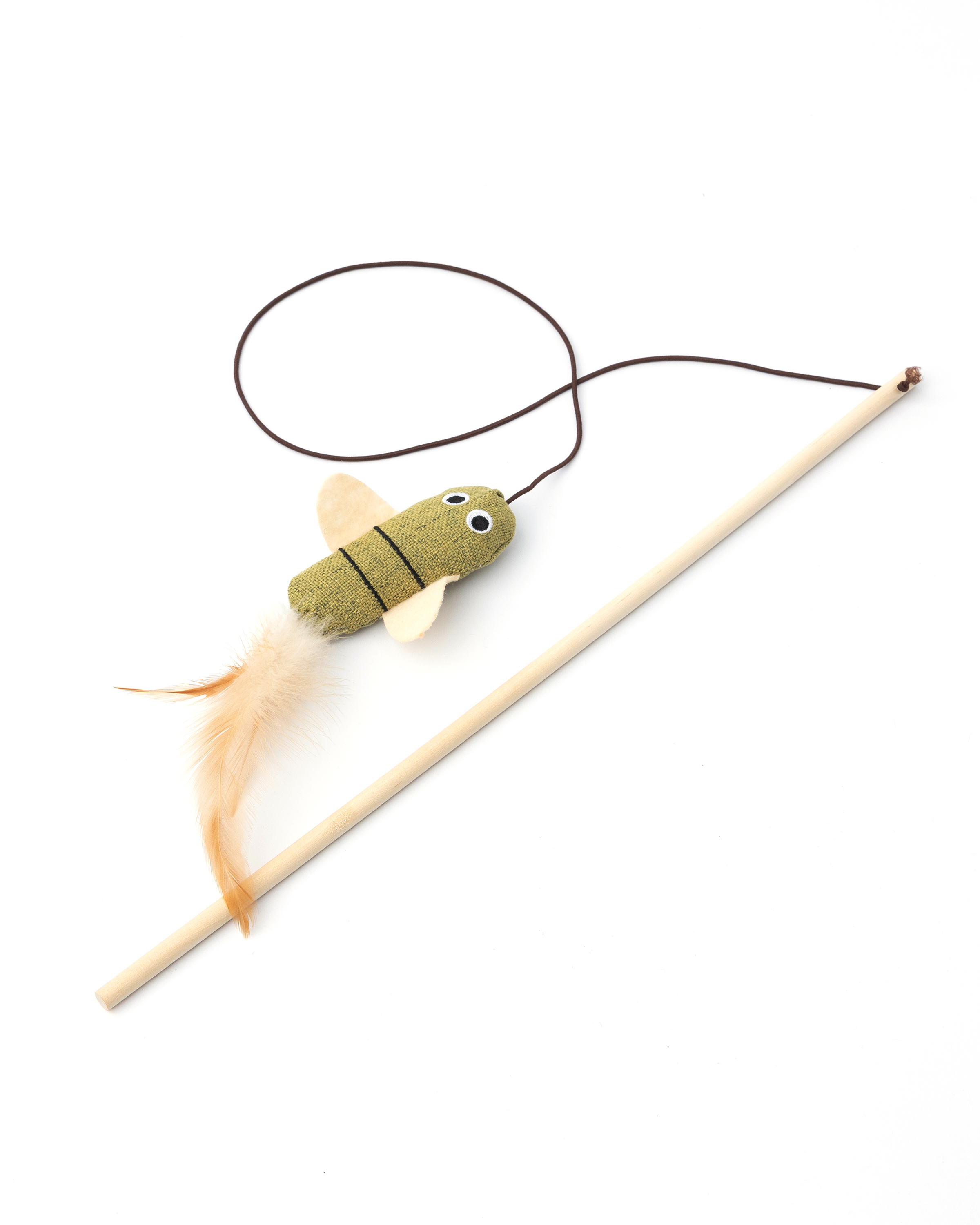 Дразнилка для кошек Barbaks с игрушкой с пером крыльями и кошачьей мятой 40см - фото 1