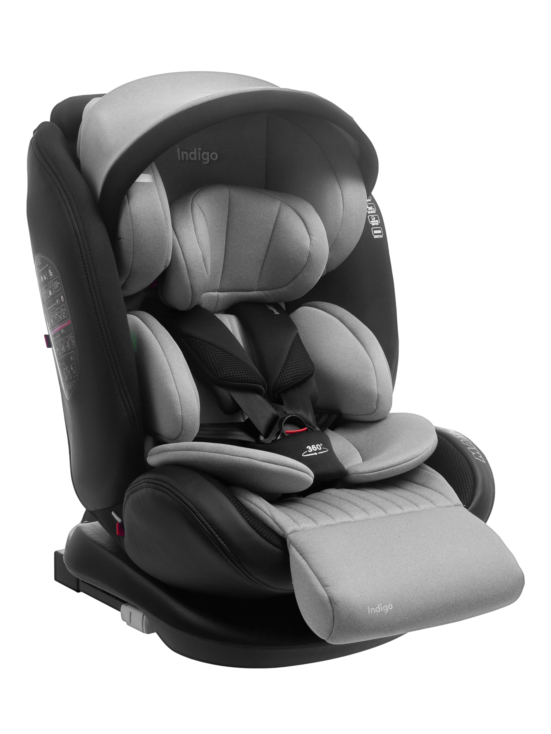 Автокресло Indigo MAX-X серый Isofix 0+/1/2/3 (0-36 кг) серый - фото 12