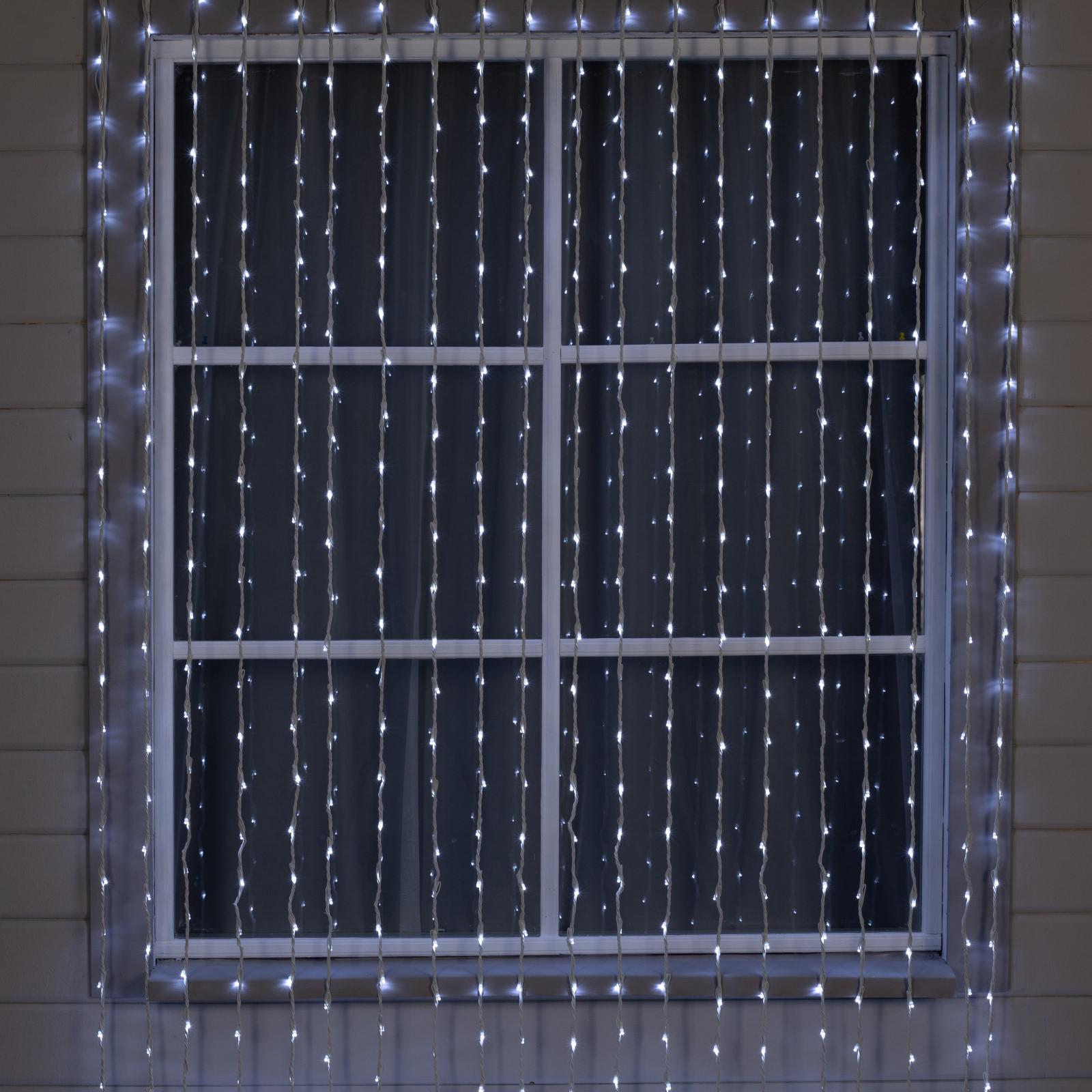Гирлянда Luazon «Водопад» IP44 УМС белая нить 1500 LED свечение белое 8 режимов 220 В - фото 1