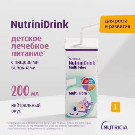 Питание Нутриция NutriniDrink с пищевыми волокнами для детей с 12 месяцев при повышенных потребностях в белке и энергии 200 мл