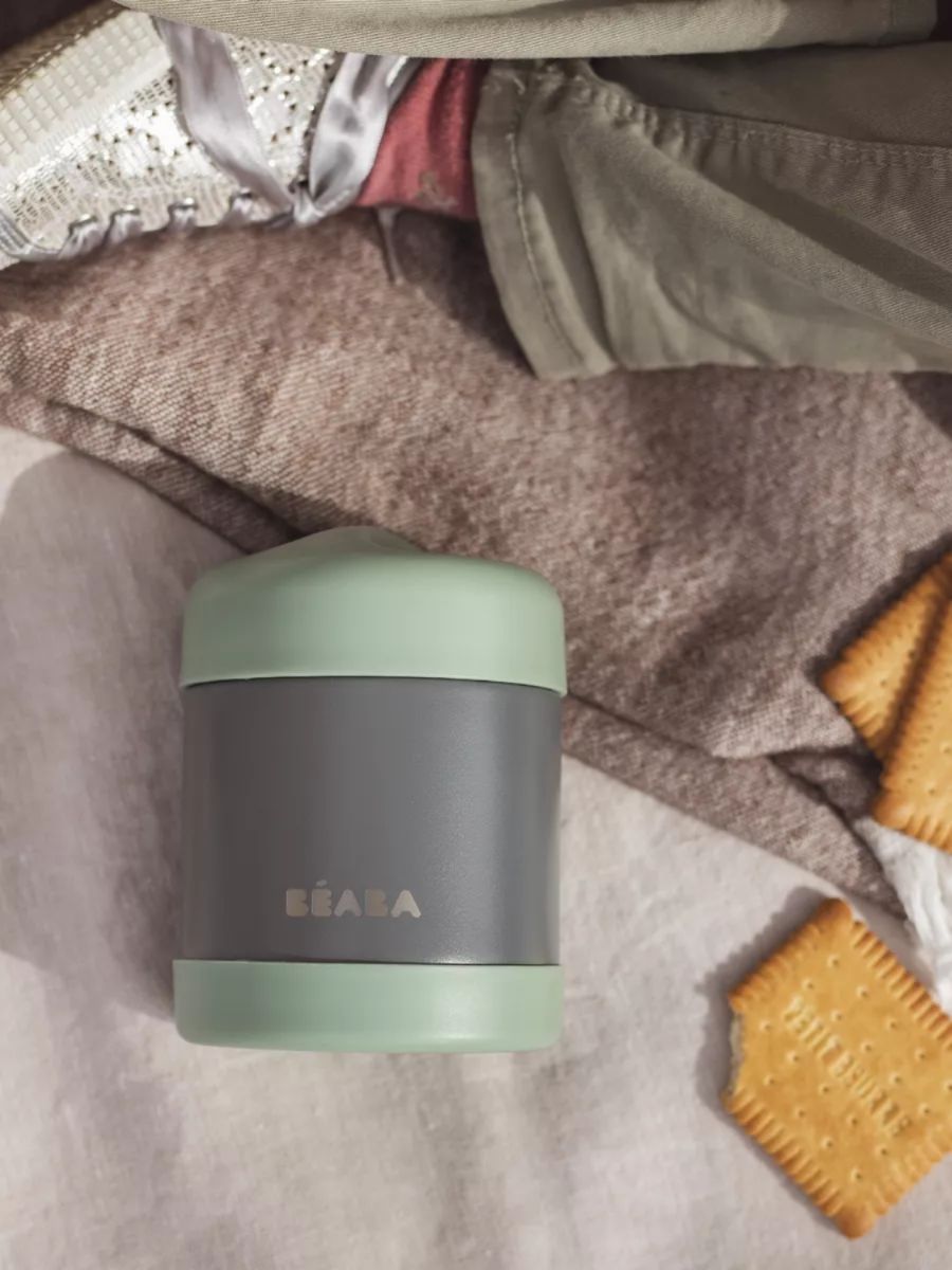 Термоконтейнер для еды детского питания BEABA 500 мл серо-зеленый - фото 5