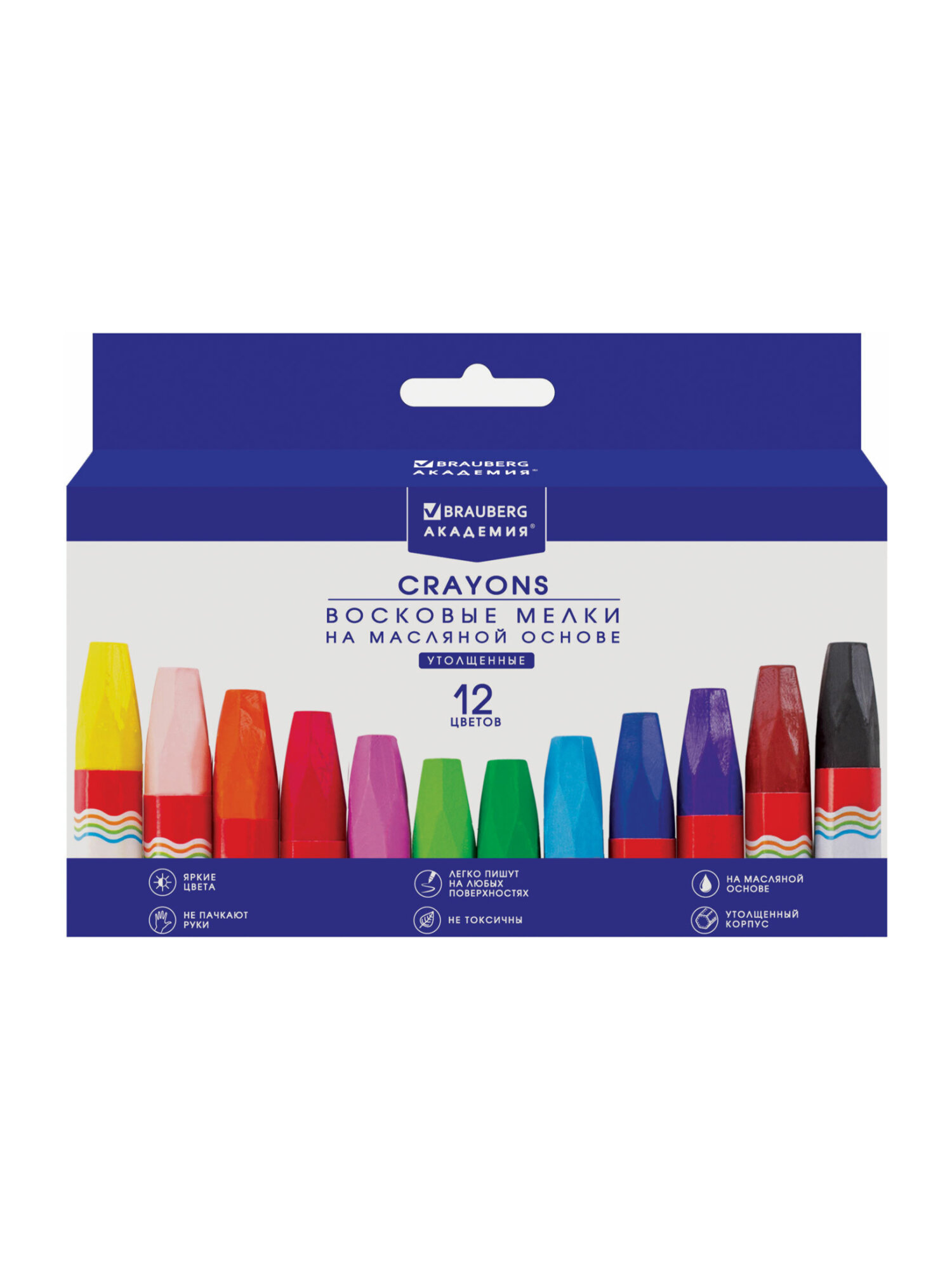 Восковые мелки Brauberg 12 шт. - фото 8