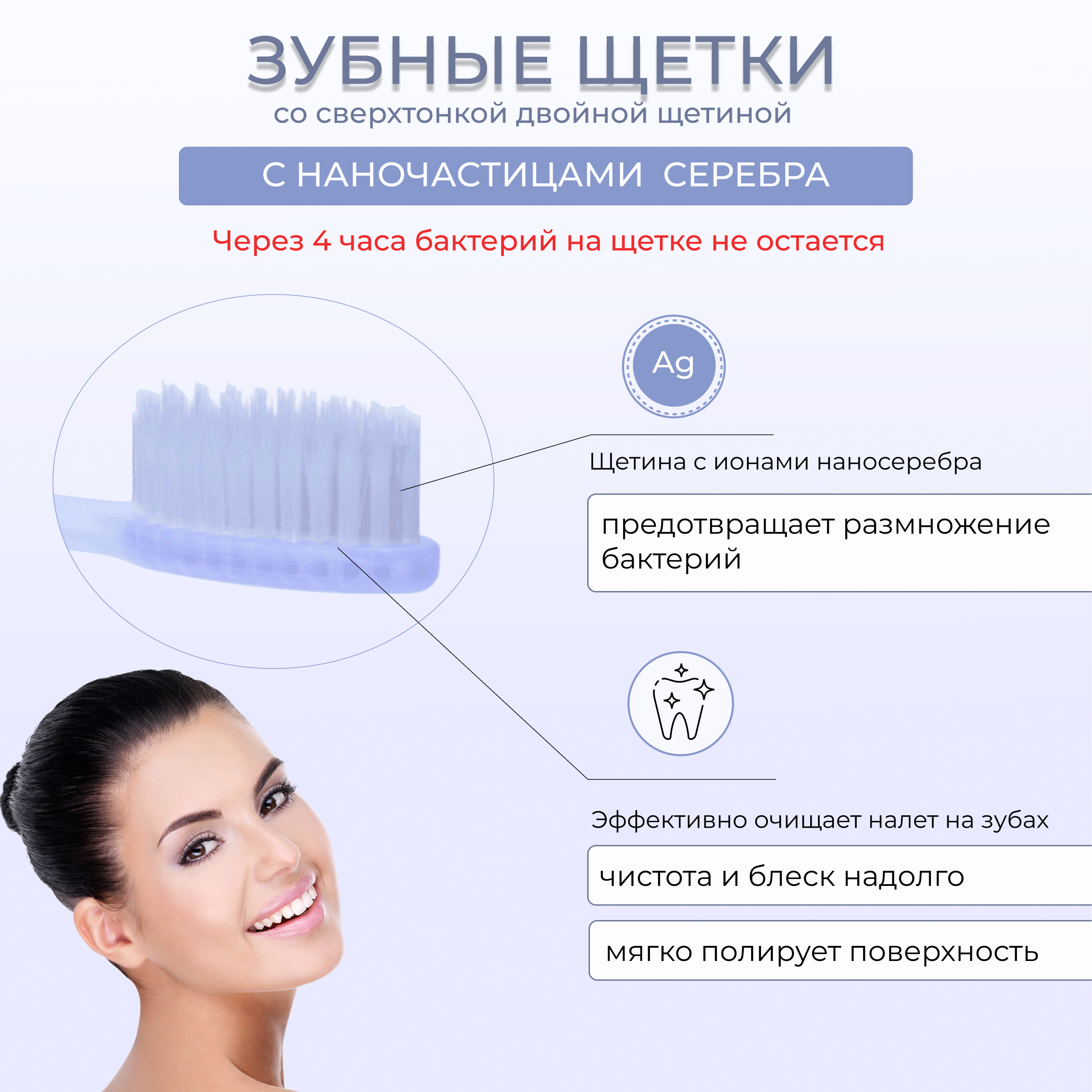 Зубная щетка классическая DENTAL CARE 4 шт. - фото 3