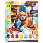 Картина по номерам Multiart Котик и собачка