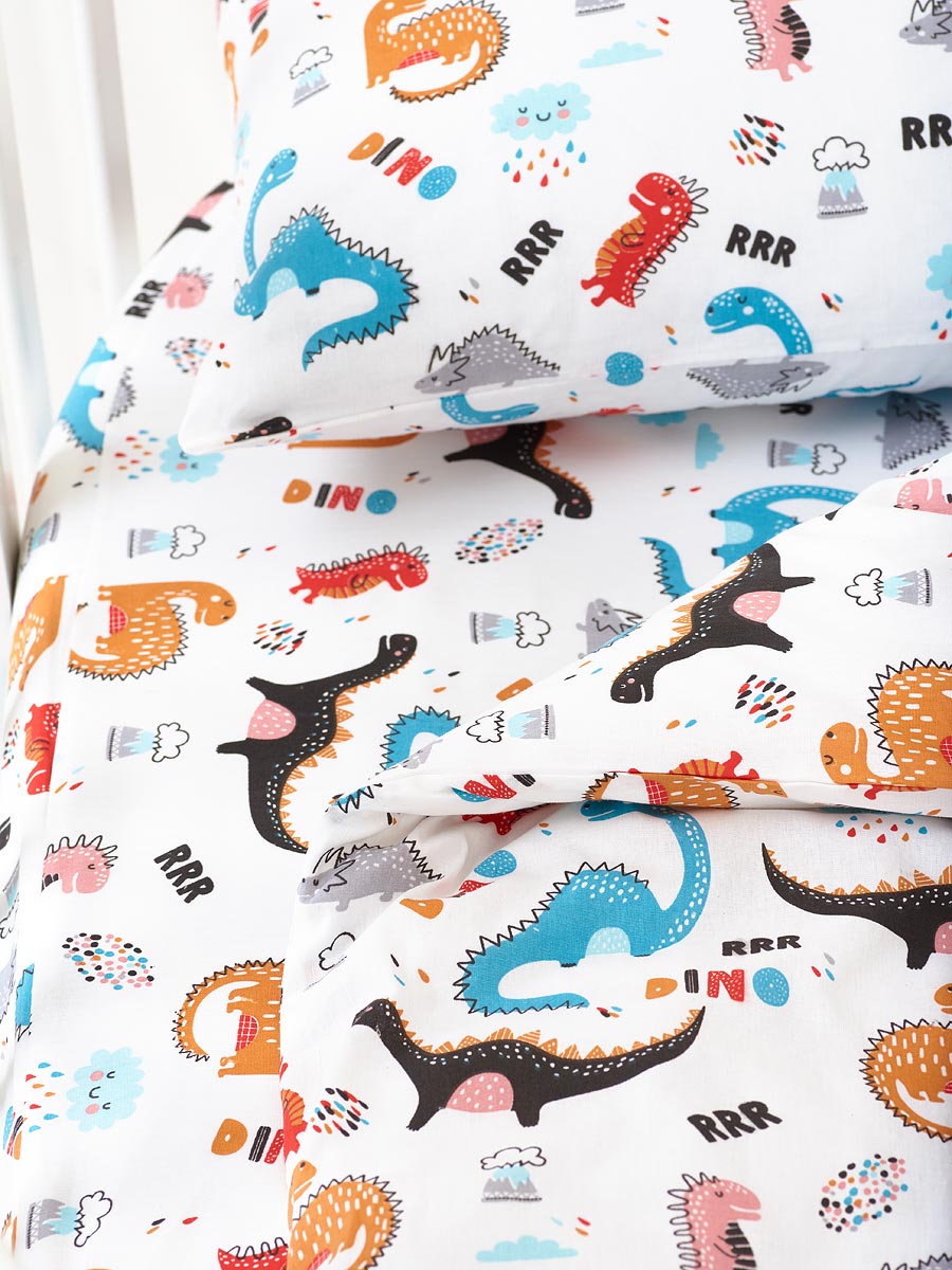Комплект постельного белья Lemony kids в овальную кроватку Dinosaur Белый 3 предмета - фото 6
