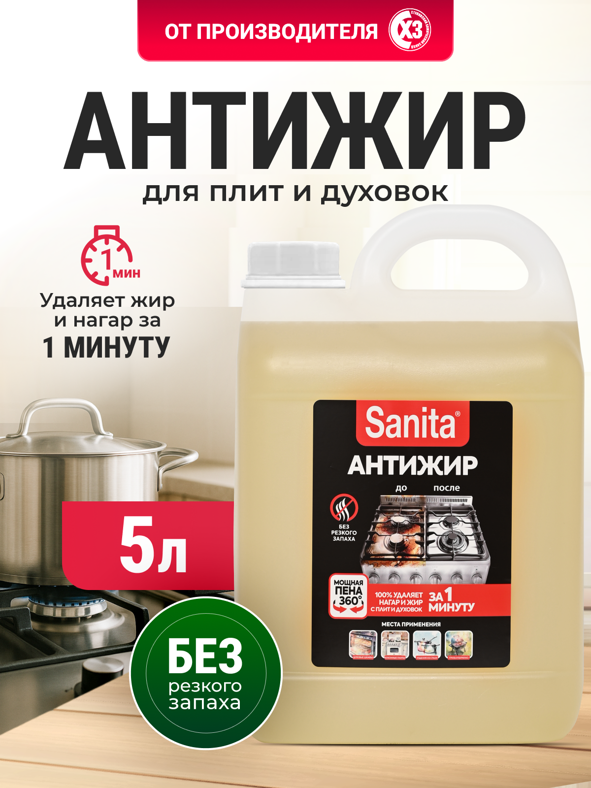 Чистящее средство Sanita 1 минута 5000 мл для кухни 1 шт. - фото 1