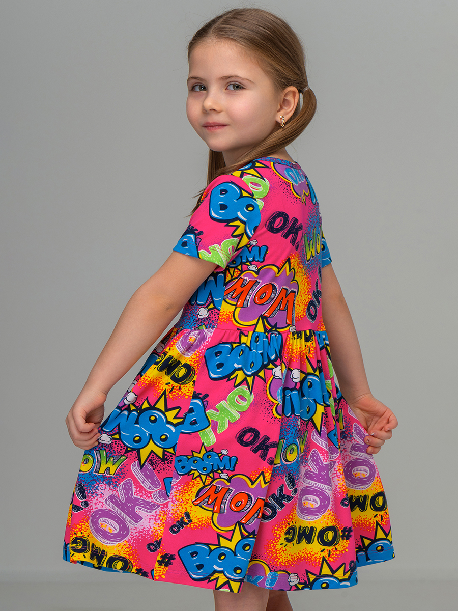 Платье HappyFox HF00192фуксия.с.надписями - фото 3