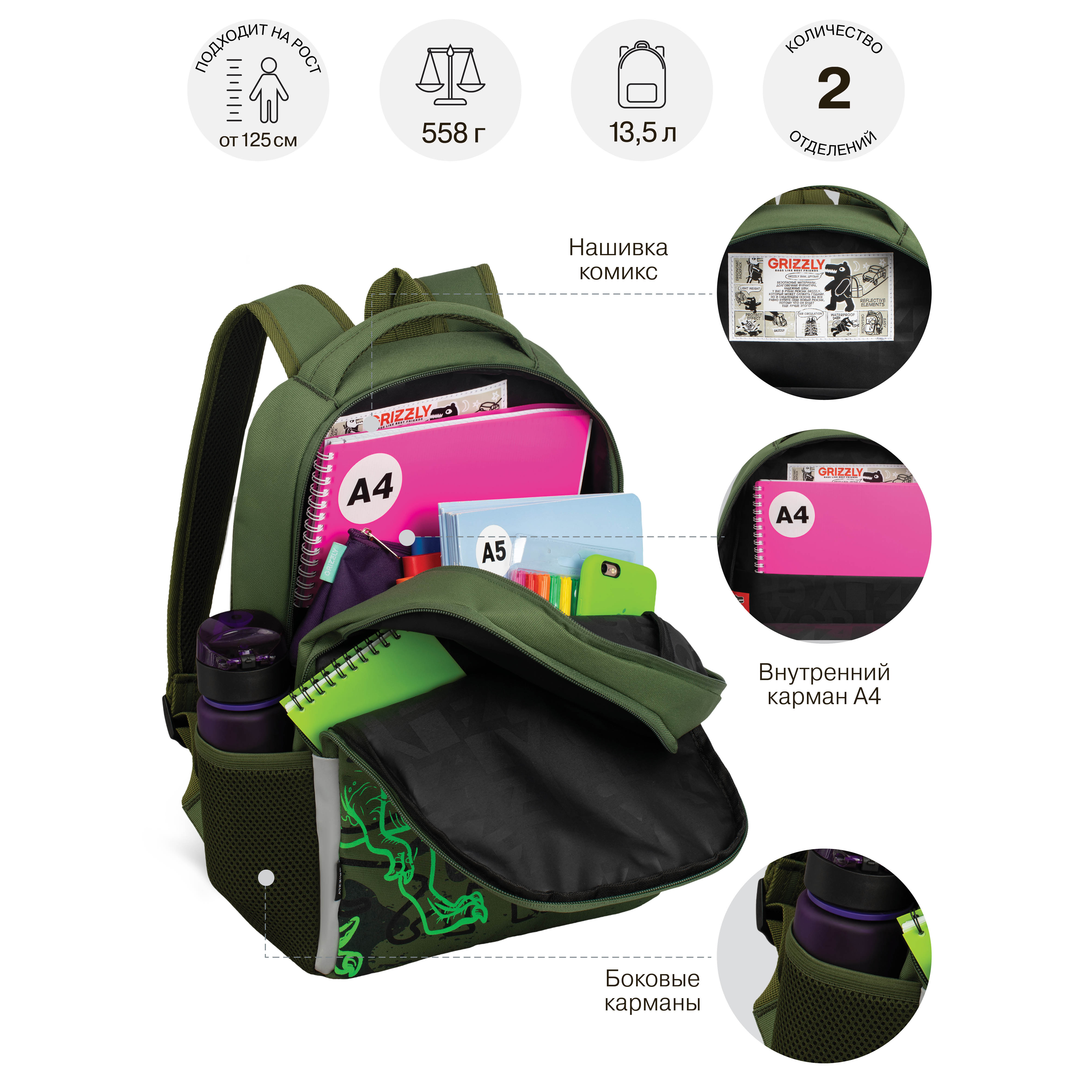 Рюкзак Grizzly для мальчика - фото 7