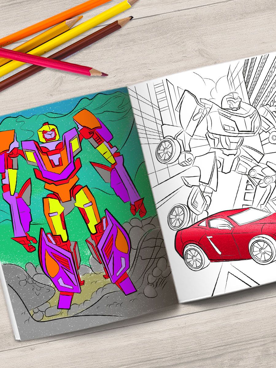 Раскраски Проф-Пресс крутые. 4 шт по 12 л. А4. Военная техника+гонки+машины-роботы+самолёты - фото 10