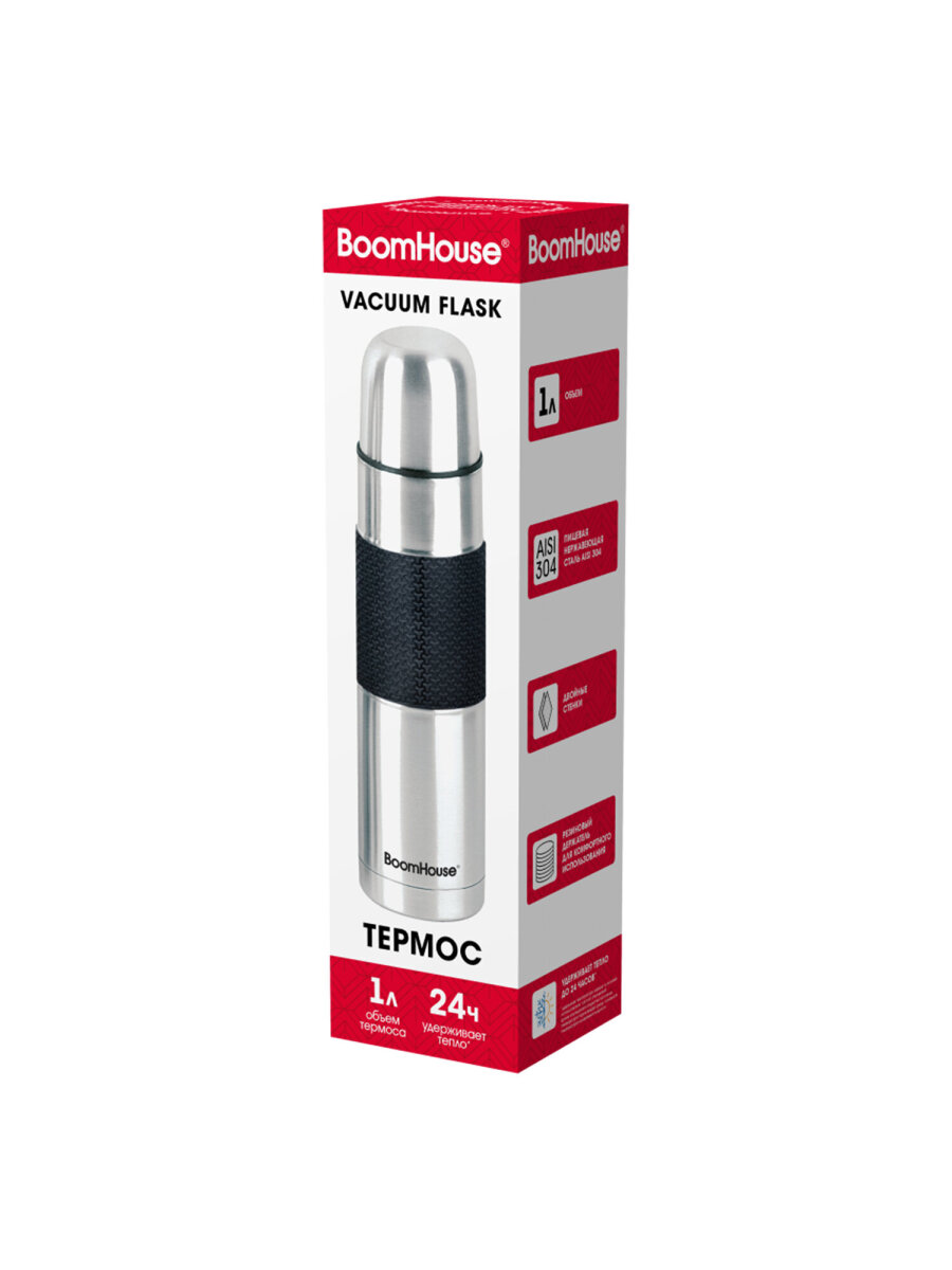 Термос BoomHouse для чая и кофе 1 литр из нержавеющей стали походный - фото 5