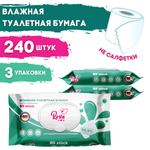 Влажная туалетная бумага Reva Care 3 упак. 80 шт.