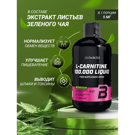 L-Карнитин BiotechUSA L-Carnitine 100.000 Liquid 500 мл. Яблоко