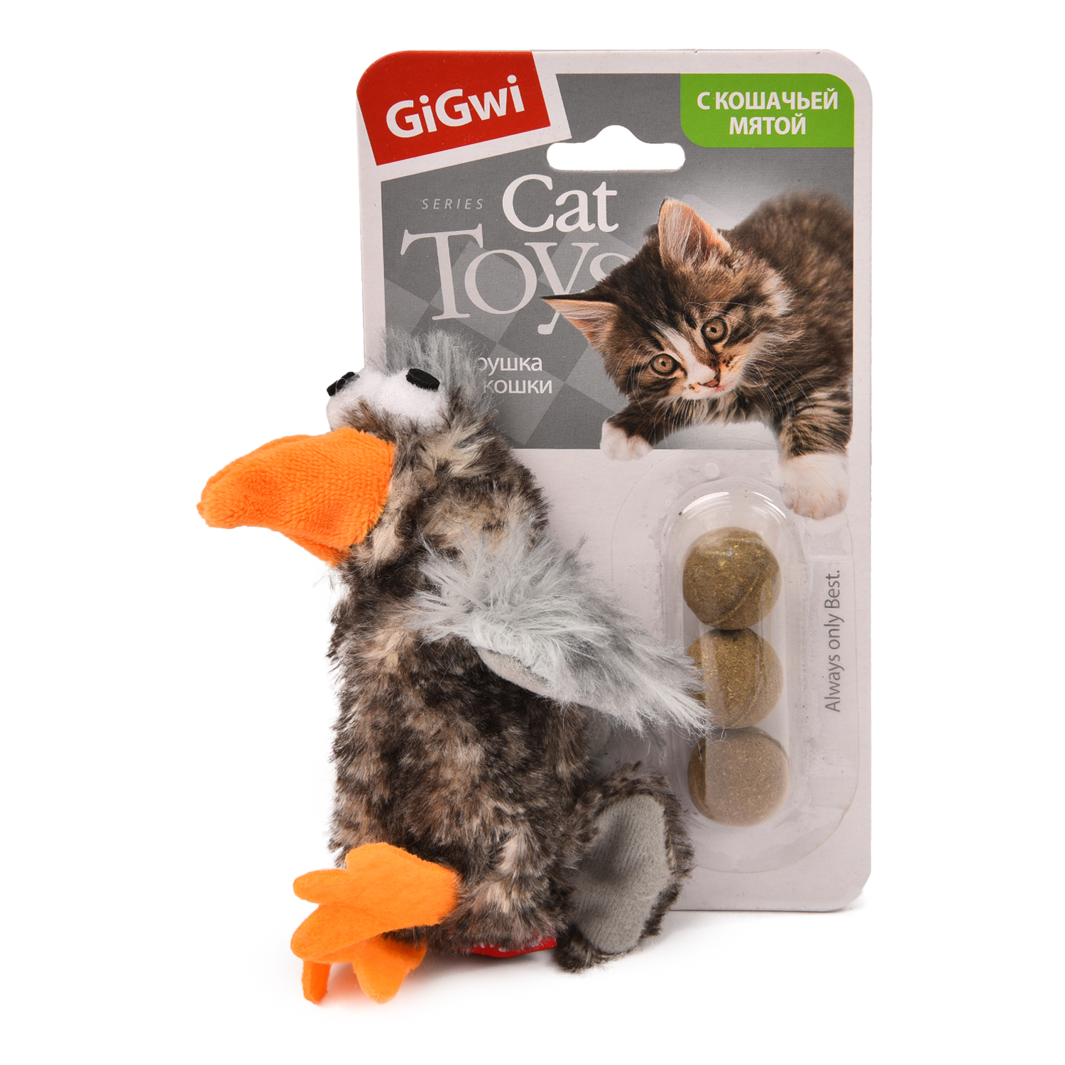 Игрушка для кошек GiGwi Утка с кошачьей мятой 75295 - фото 2