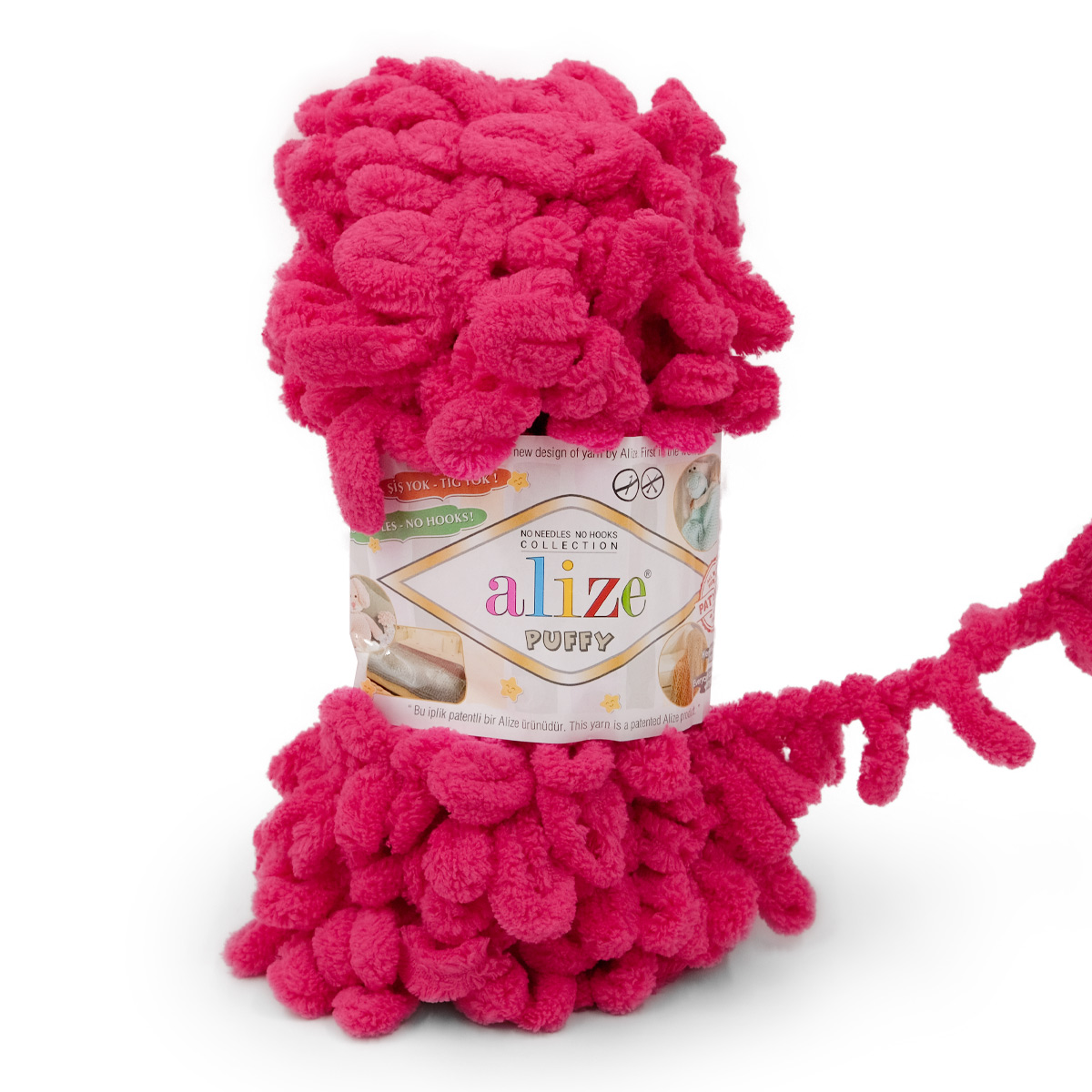Пряжа для вязания Alize puffy 100 г 9 м микрополиэстер фантазийная плюшевая 149 темная фуксия 5 мотков - фото 7