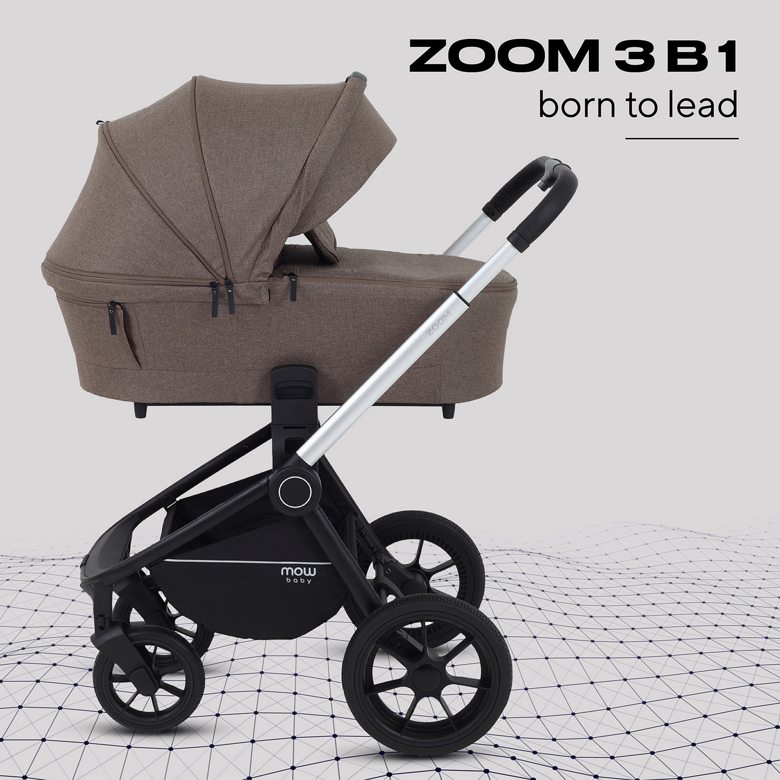 Изображение товара Детская коляска 3в1 MOWbaby Zoom new silver cacao коричневая комфортная и универсальная для всех се Изображение товара Детская коляска 3в1 MOWbaby Zoom new silver cacao коричневая комфортная и универсальная для всех се