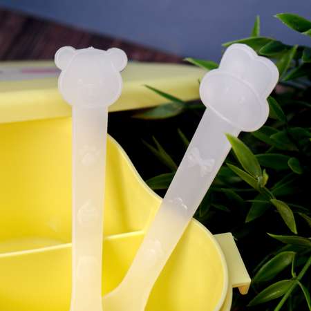 Ланчбокс для обеда iLikeGift Little cloud yellow с приборами