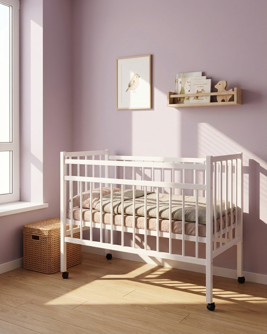 Детская кроватка Wloo на колесиках с механизмом опускания, без маятника (белый) - фото 7