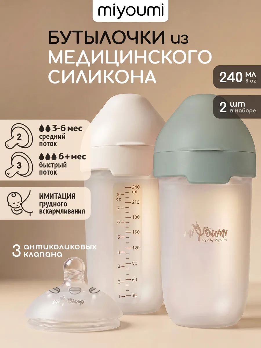 Бутылочка Miyoumi Anti-Colic 240 мл 2 шт. - фото 1