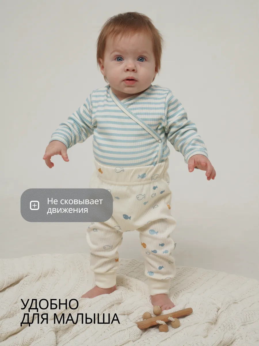 Штанишки 3 шт Супер Пупс нбр/3пр/шт/sk21/полоска/рыбки - фото 2