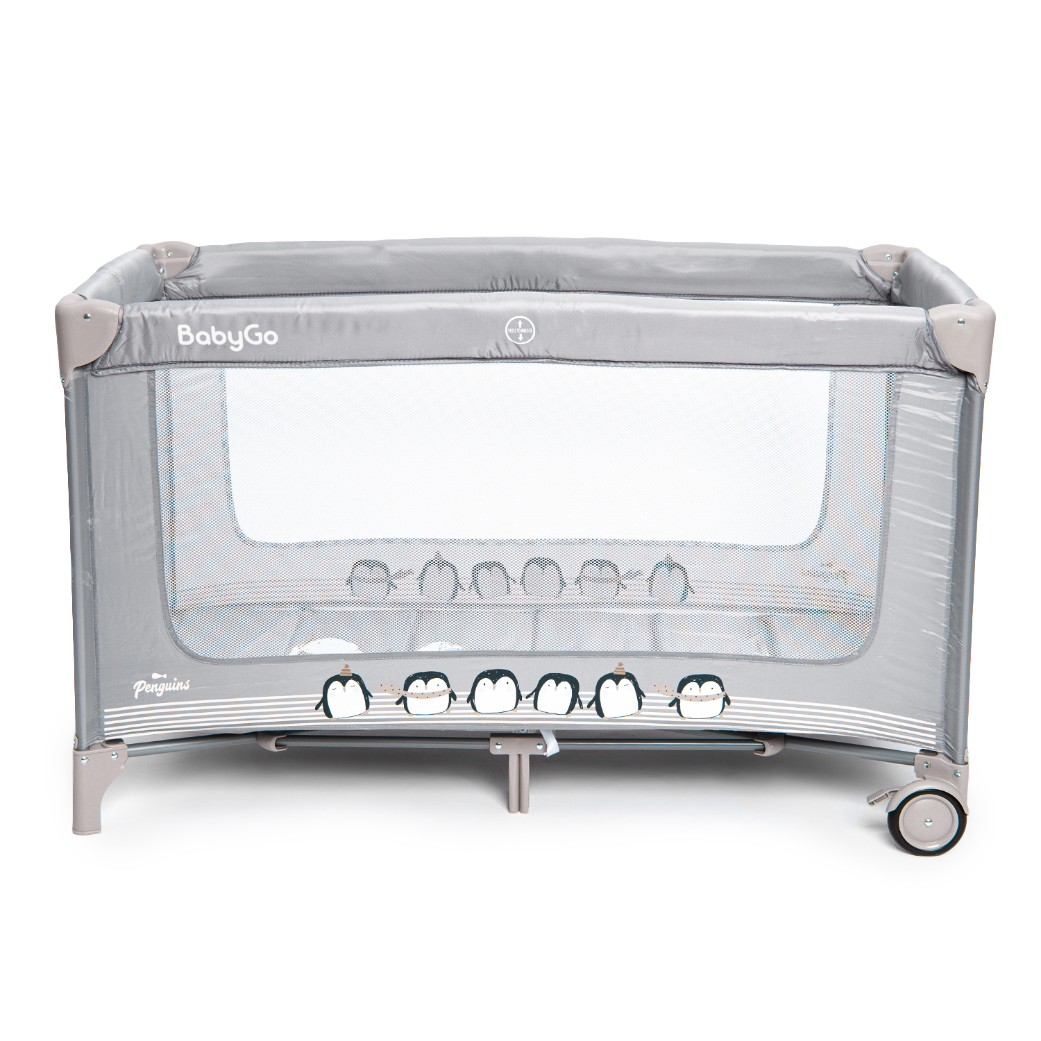 Манеж кровать BabyGo Play Box New серый P612 - фото 6