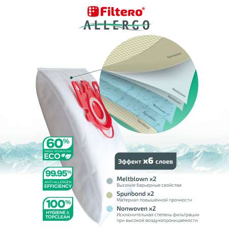 Пылесборники Filtero MIE 02 синтетические Allergo 4 шт