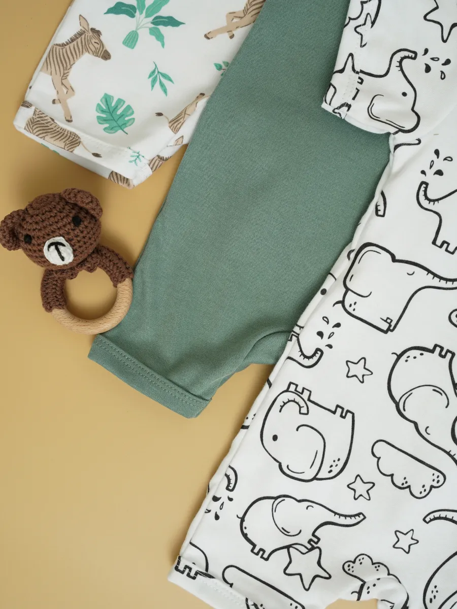 Песочник 3 шт Супер Пупс нбр/3пр/псчн/молн/ЗебралисточкиСветлыйхакиСлоны - фото 5