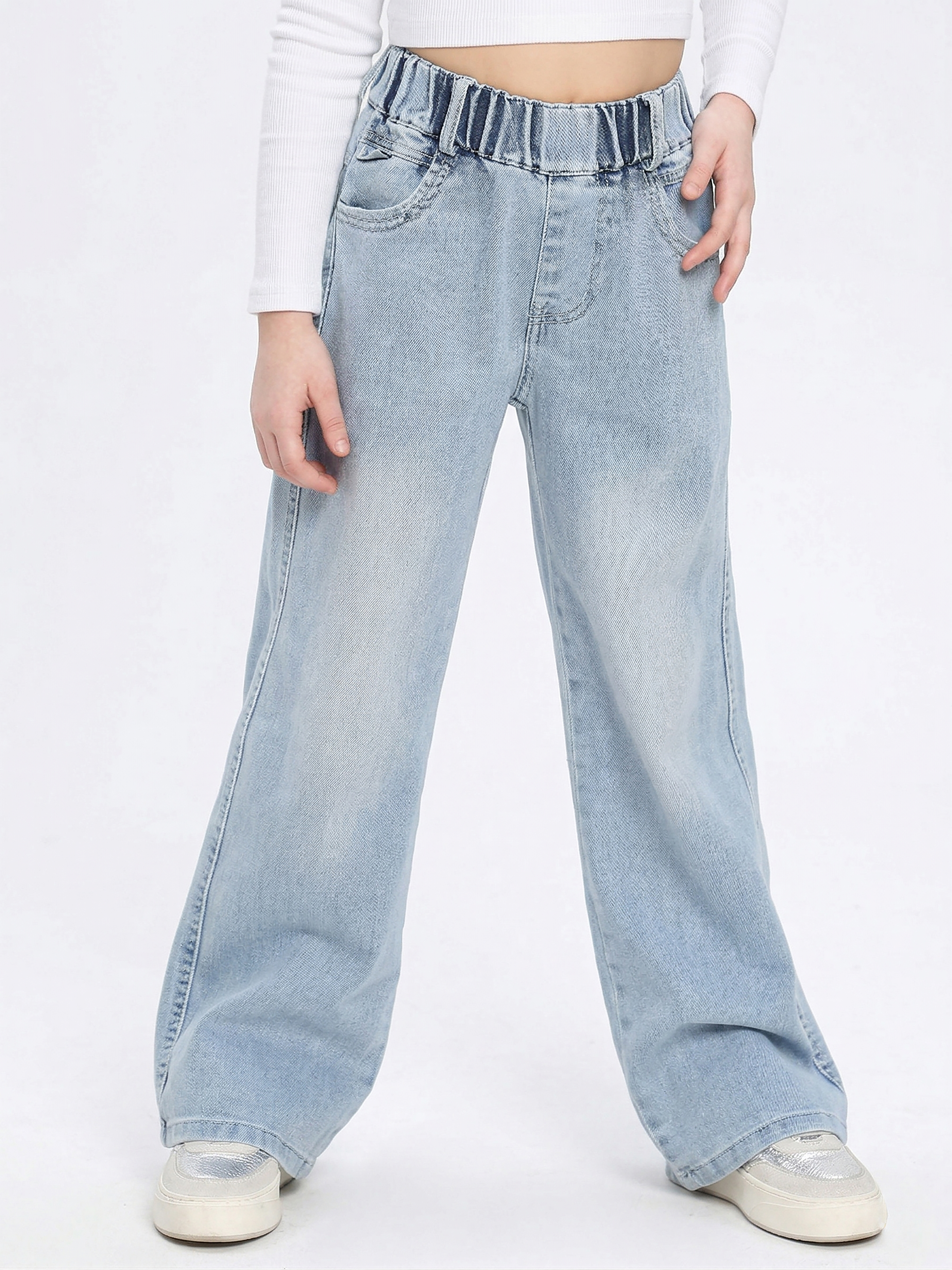 Изображение товара Джинсы-трубы СИНИЙ МИР Девочка Хлопок Талия на резинке Изображение товара Джинсы-трубы СИНИЙ МИР Девочка Хлопок Талия на резинке