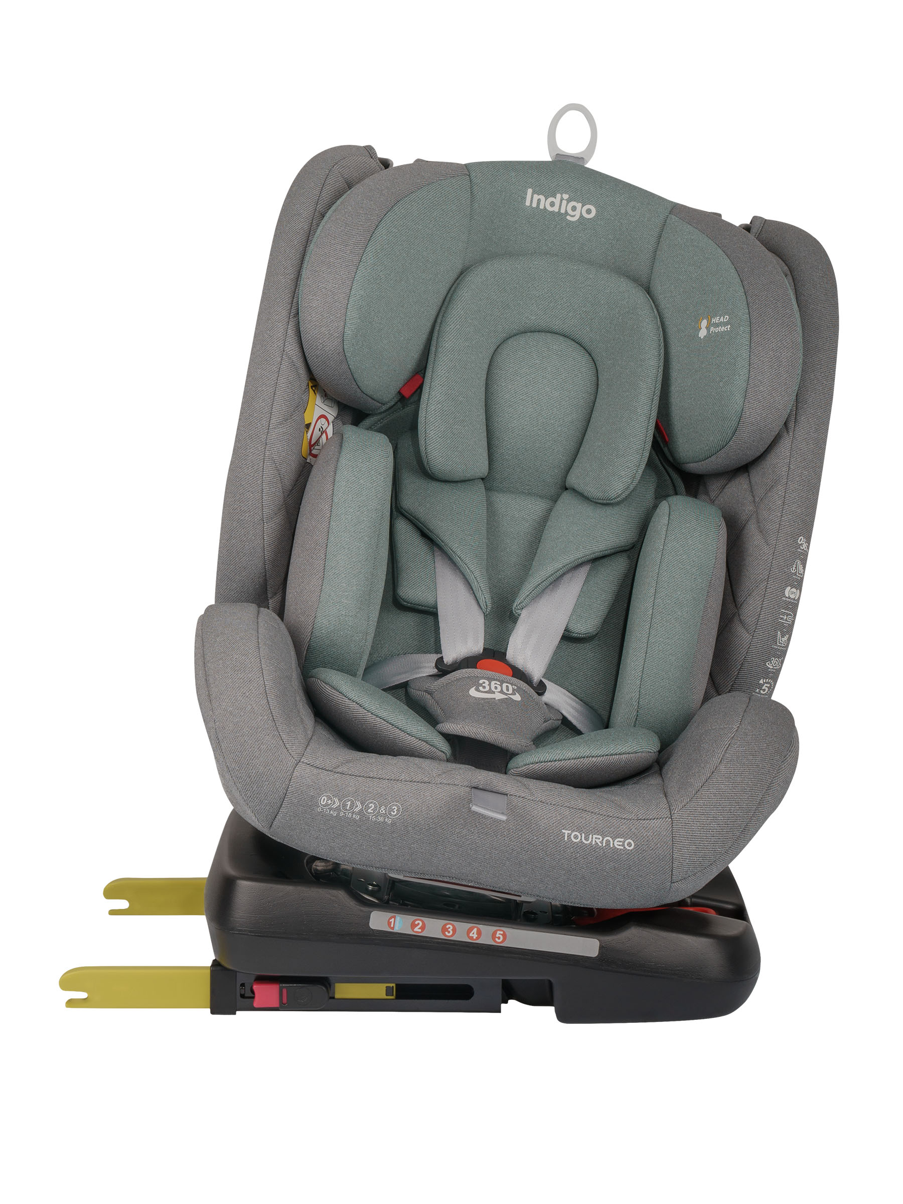 Автокресло Indigo Tourneo S серый-зеленый Isofix 0+/1/2/3 (0-36 кг) зеленый - фото 16