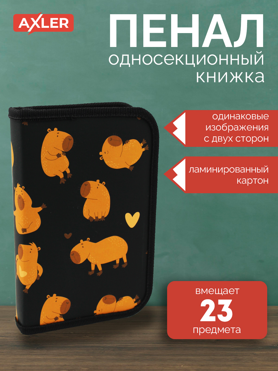 Пенал книжка AXLER школьный для девочек на молнии - фото 1