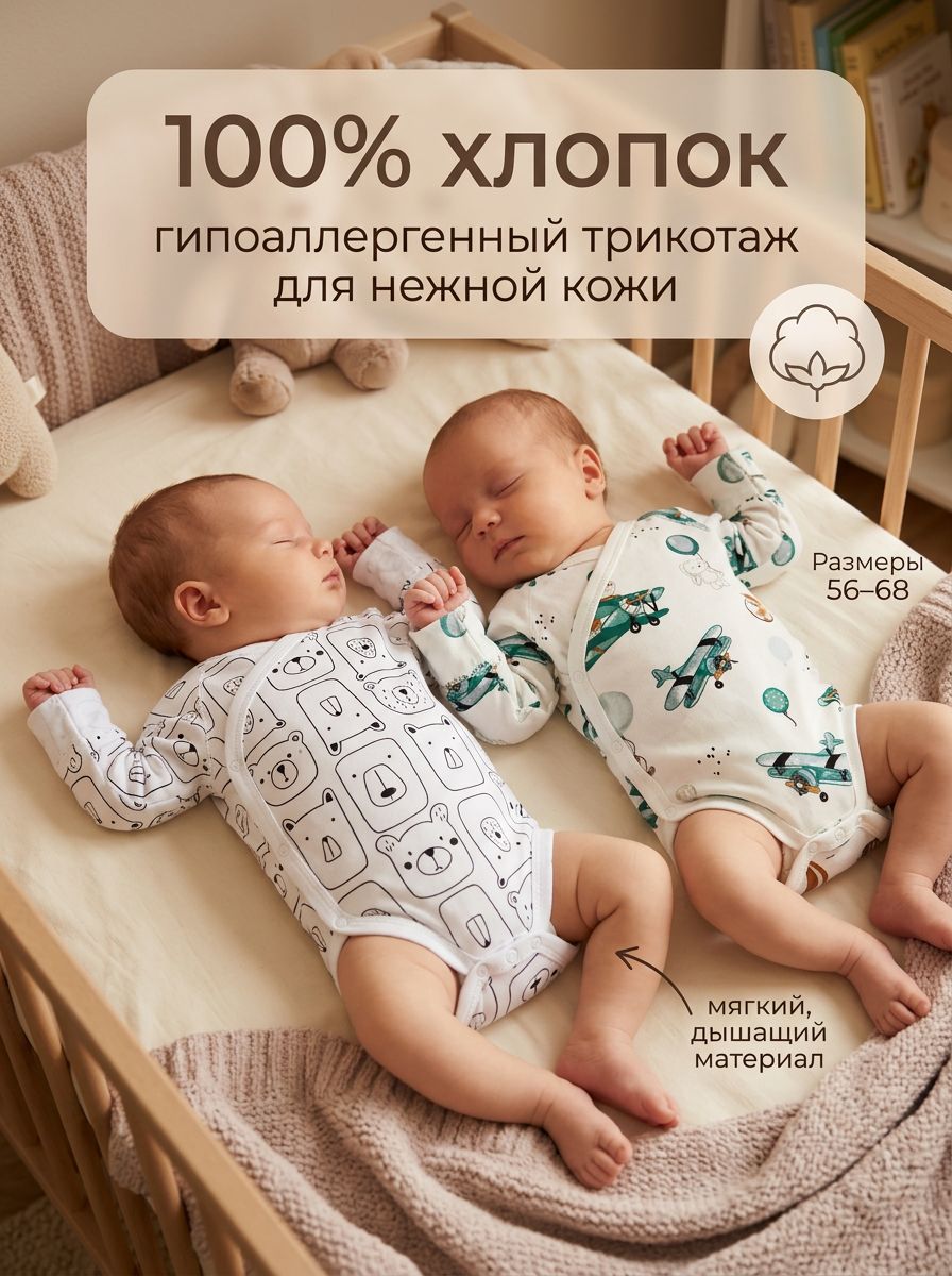 Боди 2 шт Milkymania 120мишкидельтапланкороткийрукав - фото 3