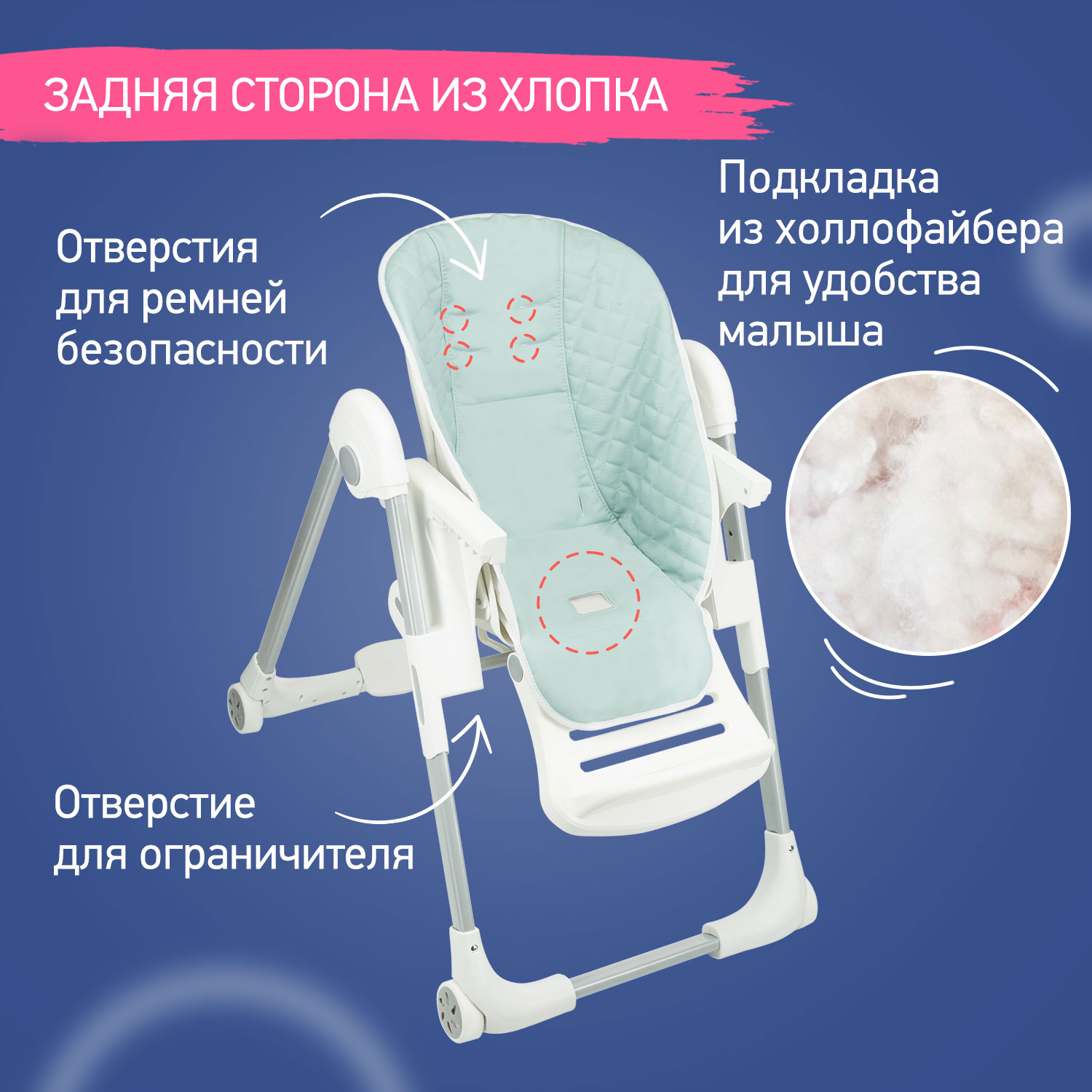 Чехол универсальный ROXY-KIDS на детский стульчик для кормления ментоловый - фото 3