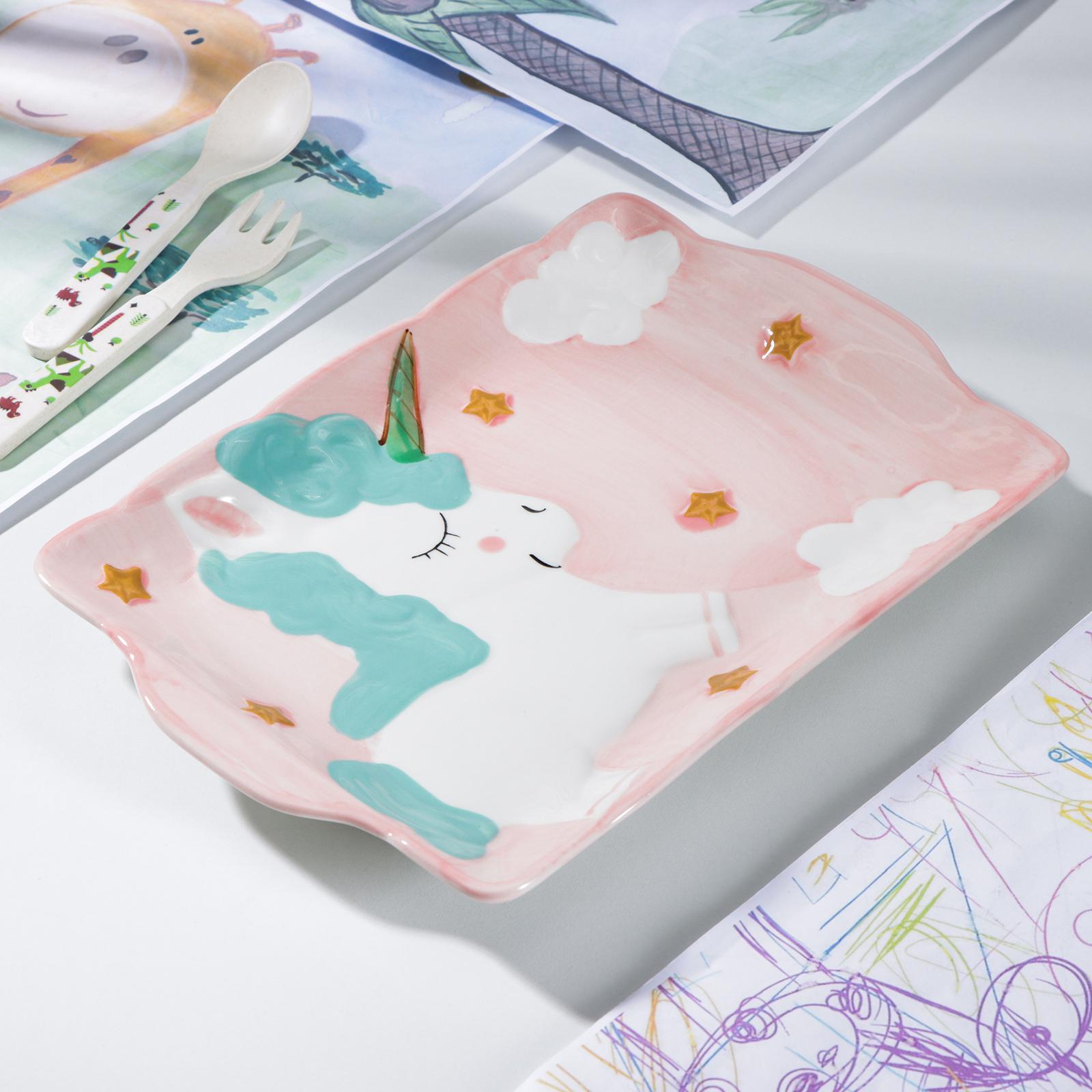 Блюдо керамическое прямоугольное Sima-Land «Единорог» 24,8×16,8 см - фото 1