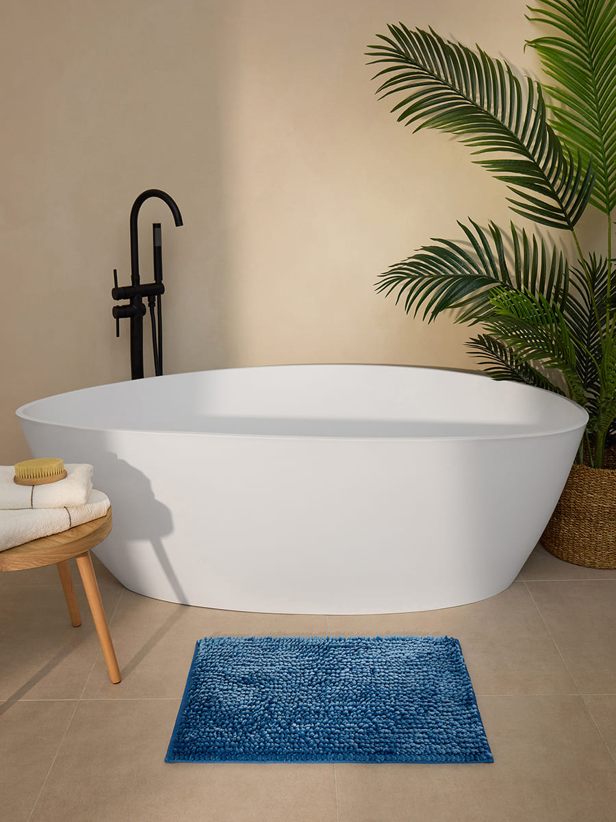 Коврик для ванной Arya Home Collection противоскользящий 50x70 Senfoni Синий - фото 1