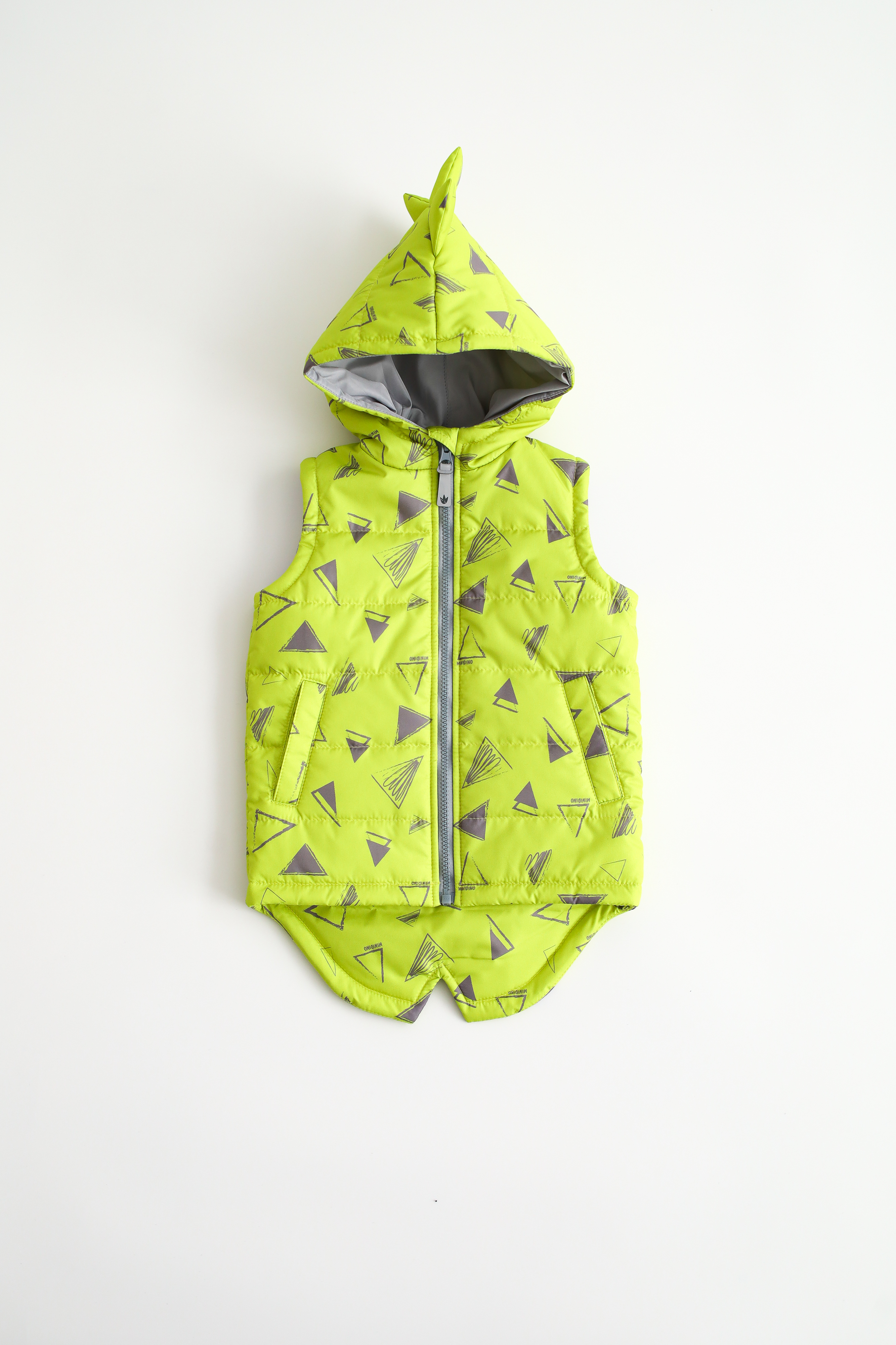 Жилет MINIDINO М010/1/ДЖилет утепленный детский Дино принт треугольник лайм - фото 10
