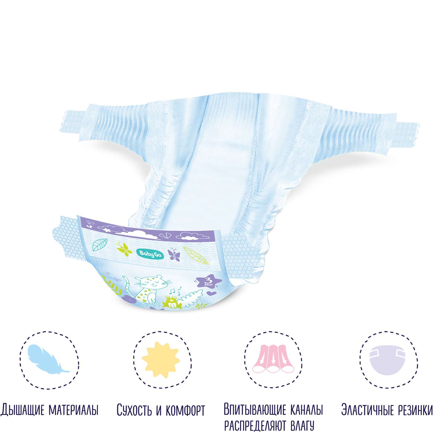 Подгузники BabyGo Classic 3 (4-9 кг) 72 шт. - фото 10
