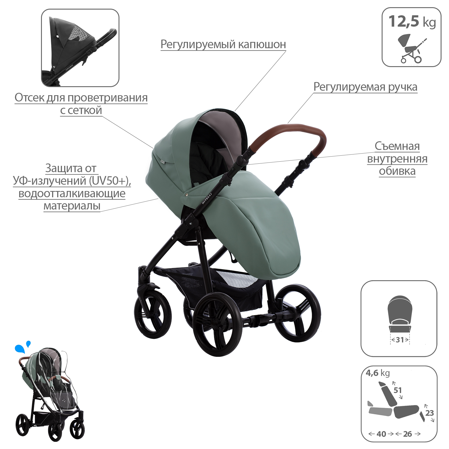 Коляска 2в1 Bebetto Kitelli PRO - фото 5