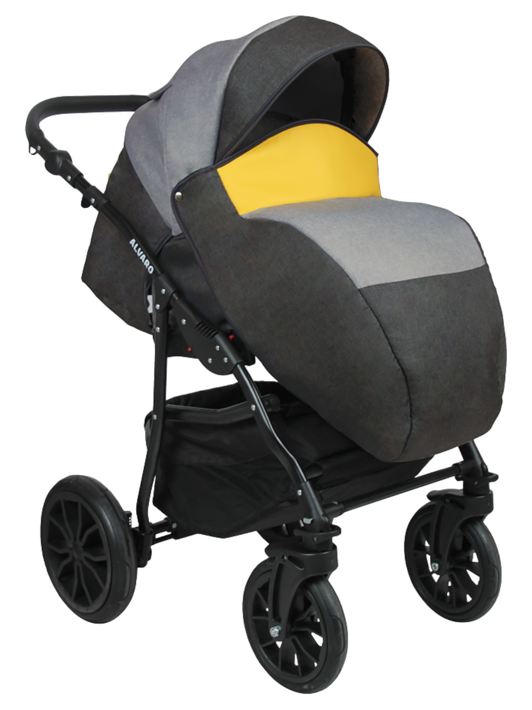 Коляска 3в1 alis ALVARO F 02 серый-желтый - фото 6