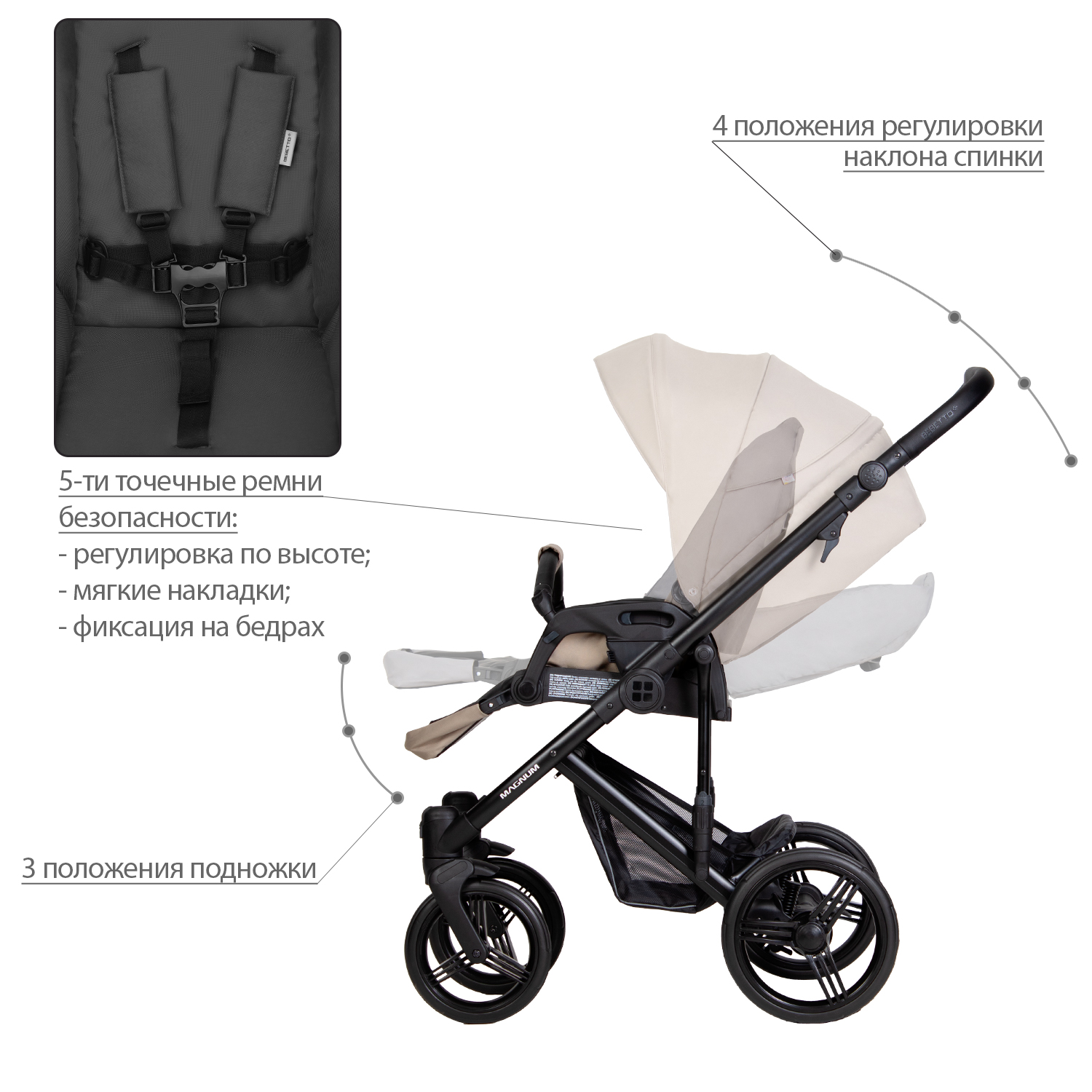 Коляска 2в1 Bebetto Magnum Light - фото 7