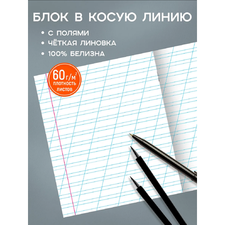 Тетрадь Prof-Press косая линейка 12 лист. 10 шт.