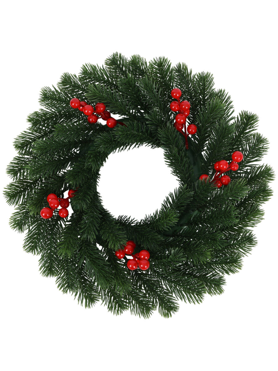 Венок новогодний хвойный Золотая сказка из елки искусственной литой 42 см - фото 9