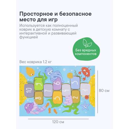 Коврик игровой для детей \"Познавайка\" 80х120 см с принтом (Классики)